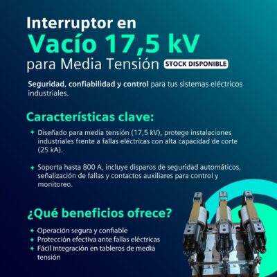 INTERRUPTOR AL VACIO 3AH5204-1RE44-2EF3-Z+F20 25KA 800A SIEMENS