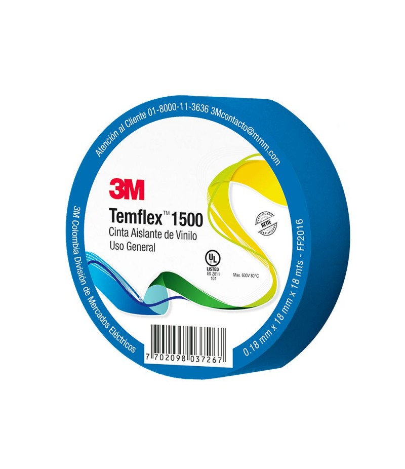 CINTA TEMFLEX 1500 XX100024999 18mmX18m AZUL 3M