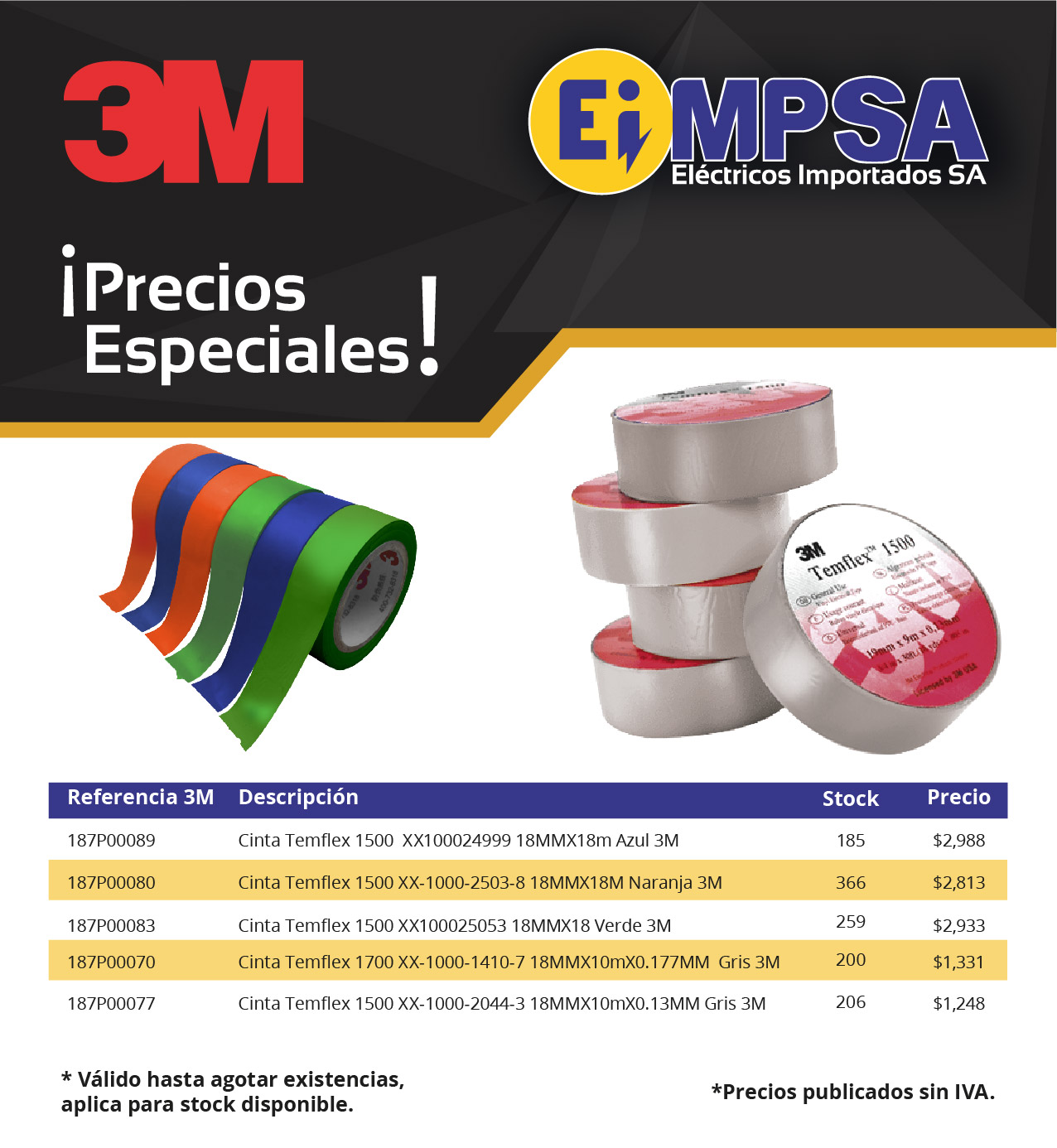 CINTA TEMFLEX 1500 XX-1000-2044-3 18MMX10Mx0.13MM GRIS 3M